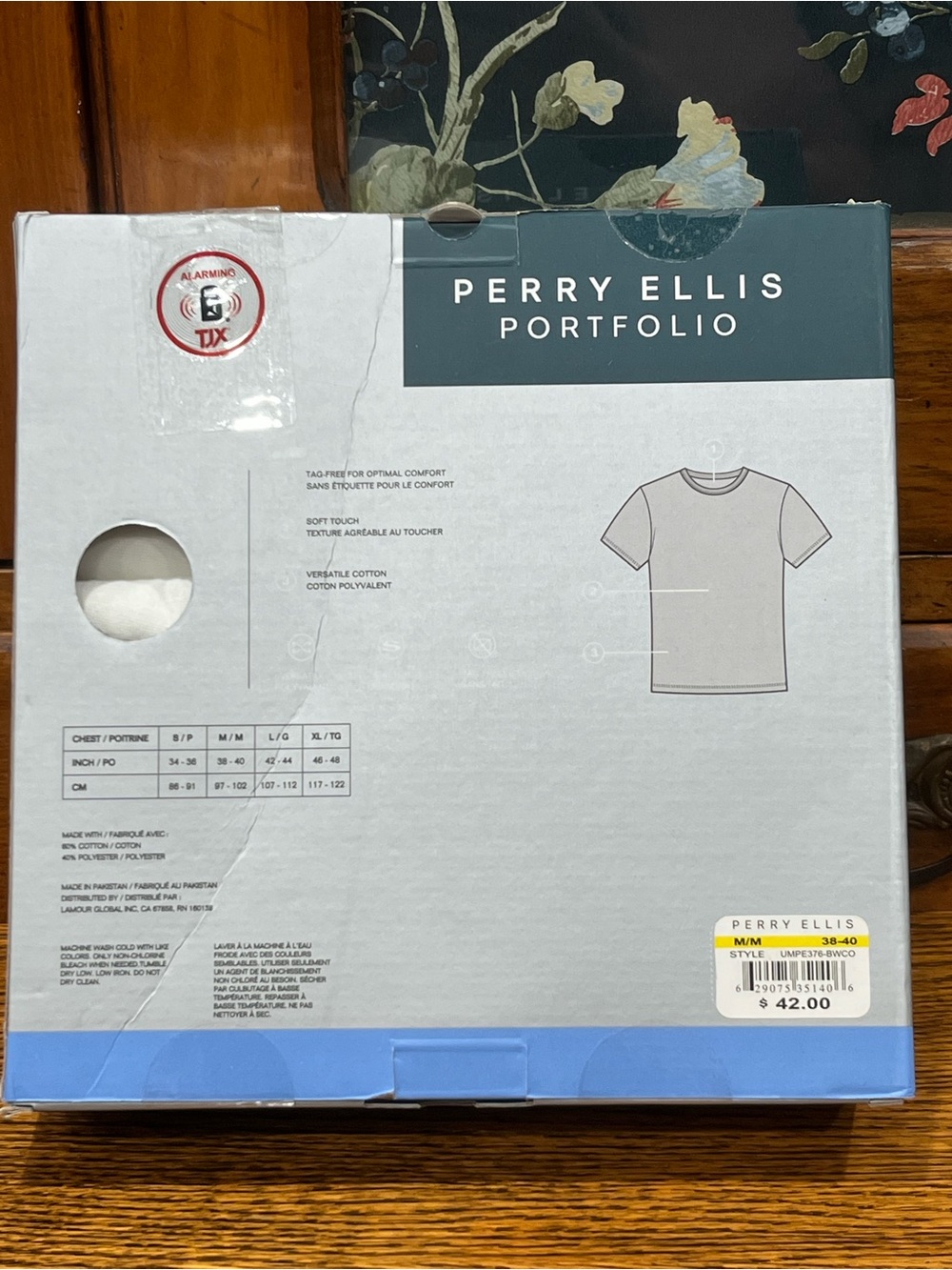 Perry Ellis Portfolio Men’s 5-Pack Crew Neck T-Shirts – Size M – White – New - Picture 3 of 3